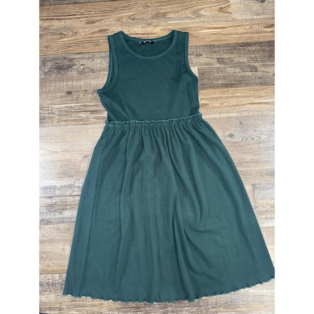 BTFBM Green Knit Sleeveless Sundress Ruffle Pullover Dress Size S